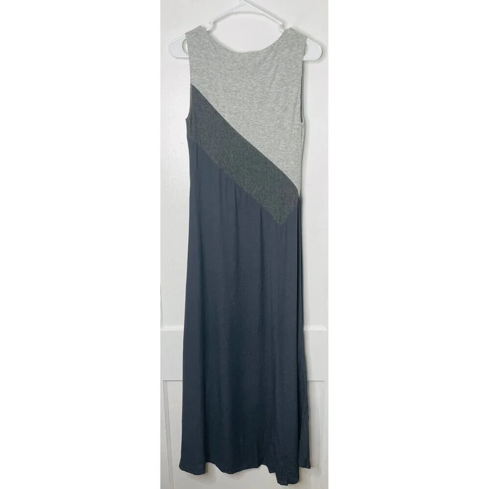 Soft Surroundings Midi Dress Sz XS Gray Colorblock Flowy Sleeveless Sheer Casual - Picture 3 of 6